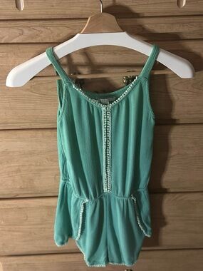 O'Neill | Mint Green Girls' Sleeveless Romper with Crochet Trim | 100% Viscose